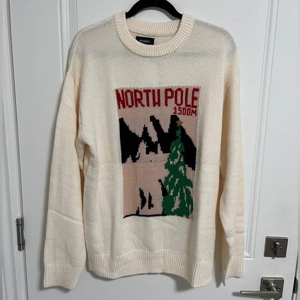 Pull & Bear Men’s “North Pole” Graphic Sweater - Size L